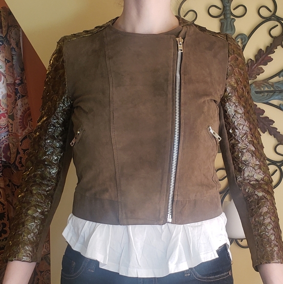 Dragon Scale & Leather Jacket, Sz 38 - Picture 11 of 12